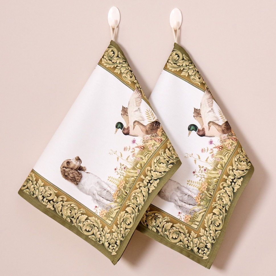 Фото Набор полотенец из 2х шт охота,40х60см, 100% хлопок, собака Lefard (850-751-6) - интернет-магазин МегаТерем в Москве