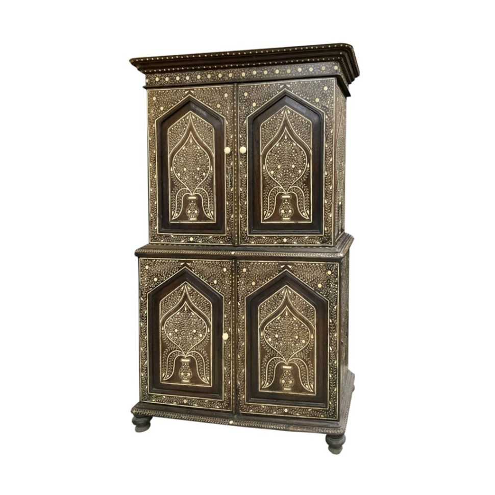 Фото Шкаф PR015, Тиковое дерево, слоновая кость, dark brown, ROOMERS FURNITURE - интернет-магазин МегаТерем в Москве