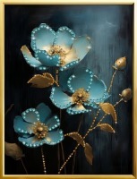 Картина Голубые Цветы 2024 с кристаллами Swarovski (3062)