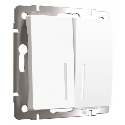 Выключатель двухклавишный с подсветкой без рамки Werkel белый матовый W1120161 WRK_a059273