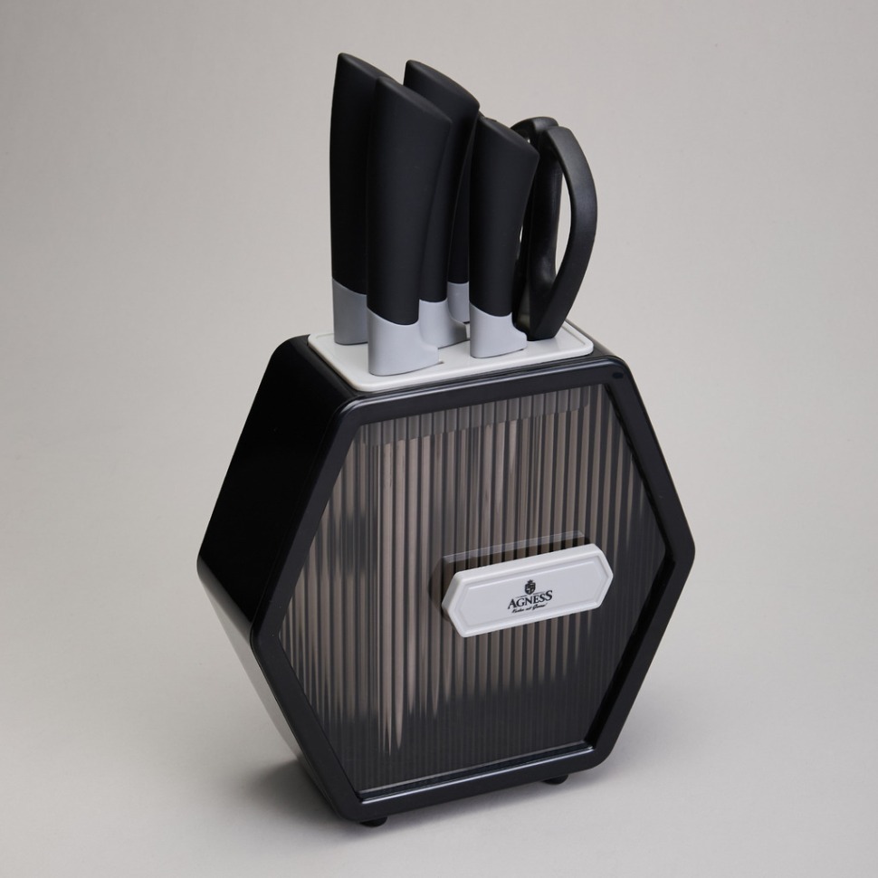 Фото Набор ножей agness  на пластиковой подставке, 7 предметов (911-778)  - интернет-магазин МегаТерем в Москве