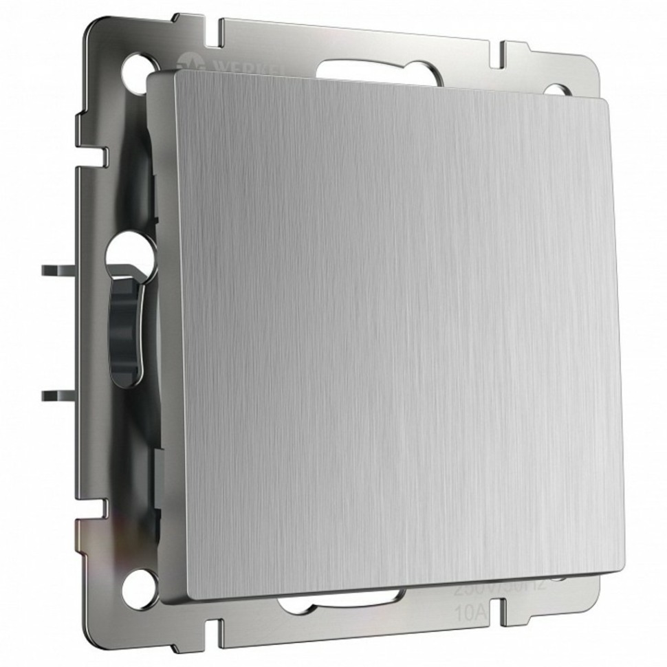 Фото Выключатель одноклавишный без рамки Werkel серебряный рифленый W1110009 WRK_a051358 - интернет-магазин МегаТерем в Москве