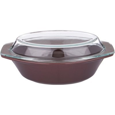 Форма для запекания со стеклянной жаропрочной крышкой agness 35,5*21,3*13,4см 2,5л корич. (189-310) 