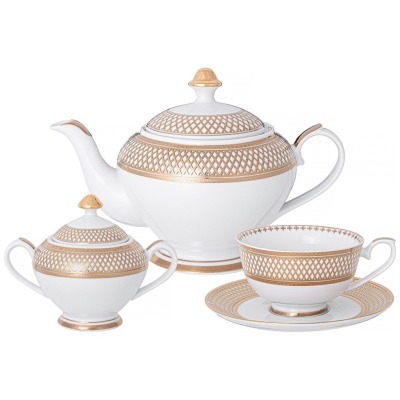 Чайный сервиз lefard "золотая сетка" hа 6 пер. 14 пр. 1300/250/270 мл (770-230) 
