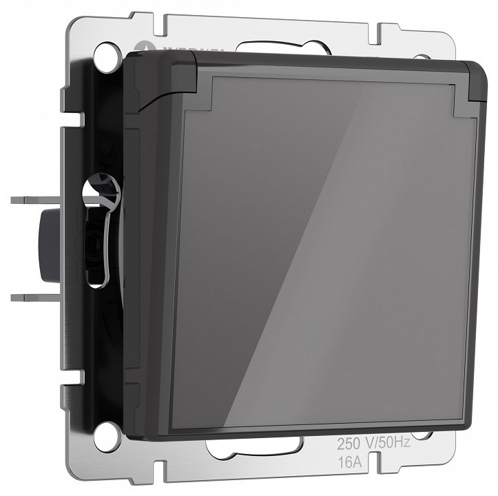 Фото Розетка влагозащищенная с заземлением и со шторками, без рамки с крышкой Werkel графит акрил W1171244 WRK_a064092 - интернет-магазин МегаТерем в Москве