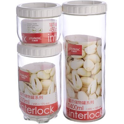 Набор банок для сыпучих продуктов 1400/900/450 мл LOVWISH (31203)