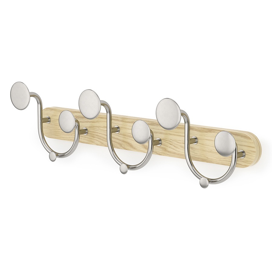 Фото Вешалка настенная melody, натуральное дерево/никель (76802) - интернет-магазин МегаТерем в Москве