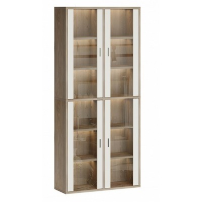 Шкаф-витрина Домино СУ(ш2в2)+4ФС MER_SUsh2v2-4FS-NBE-nelson-belyj