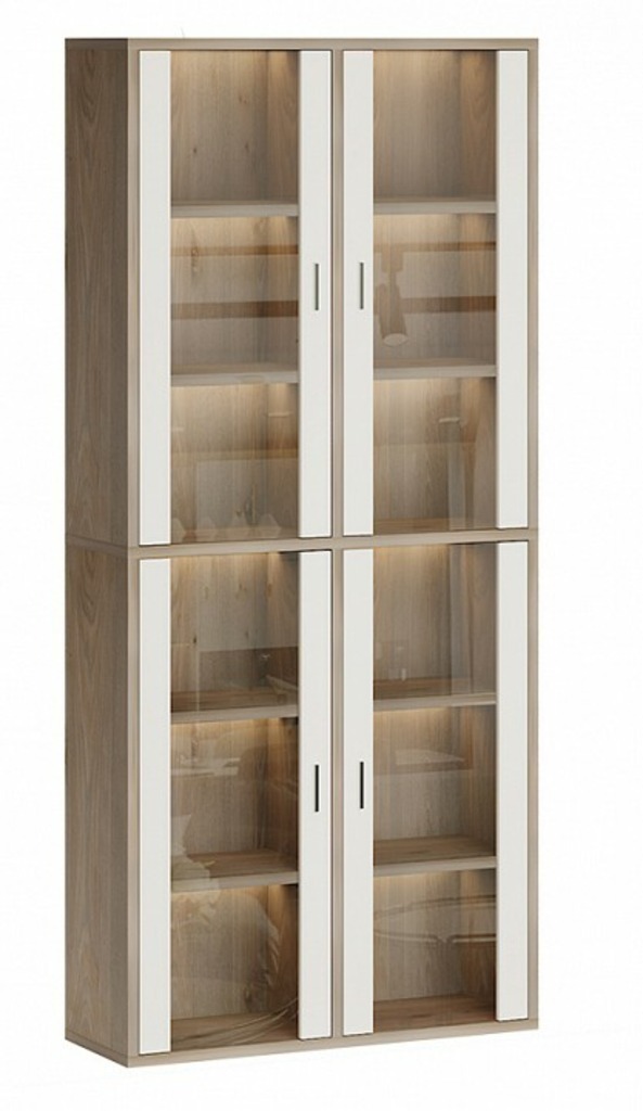 Фото Шкаф-витрина Домино СУ(ш2в2)+4ФС MER_SUsh2v2-4FS-NBE-nelson-belyj - интернет-магазин МегаТерем в Москве