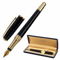 Ручка подарочная перьевая Galant LUDUS корпус черный детали золотистые 143529 (92011)