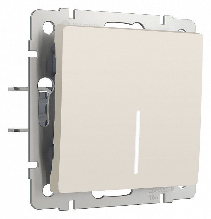 Фото Выключатель одноклавишный с подсветкой без рамки Werkel айвори матовый W1110162 WRK_a059279 - интернет-магазин МегаТерем в Москве