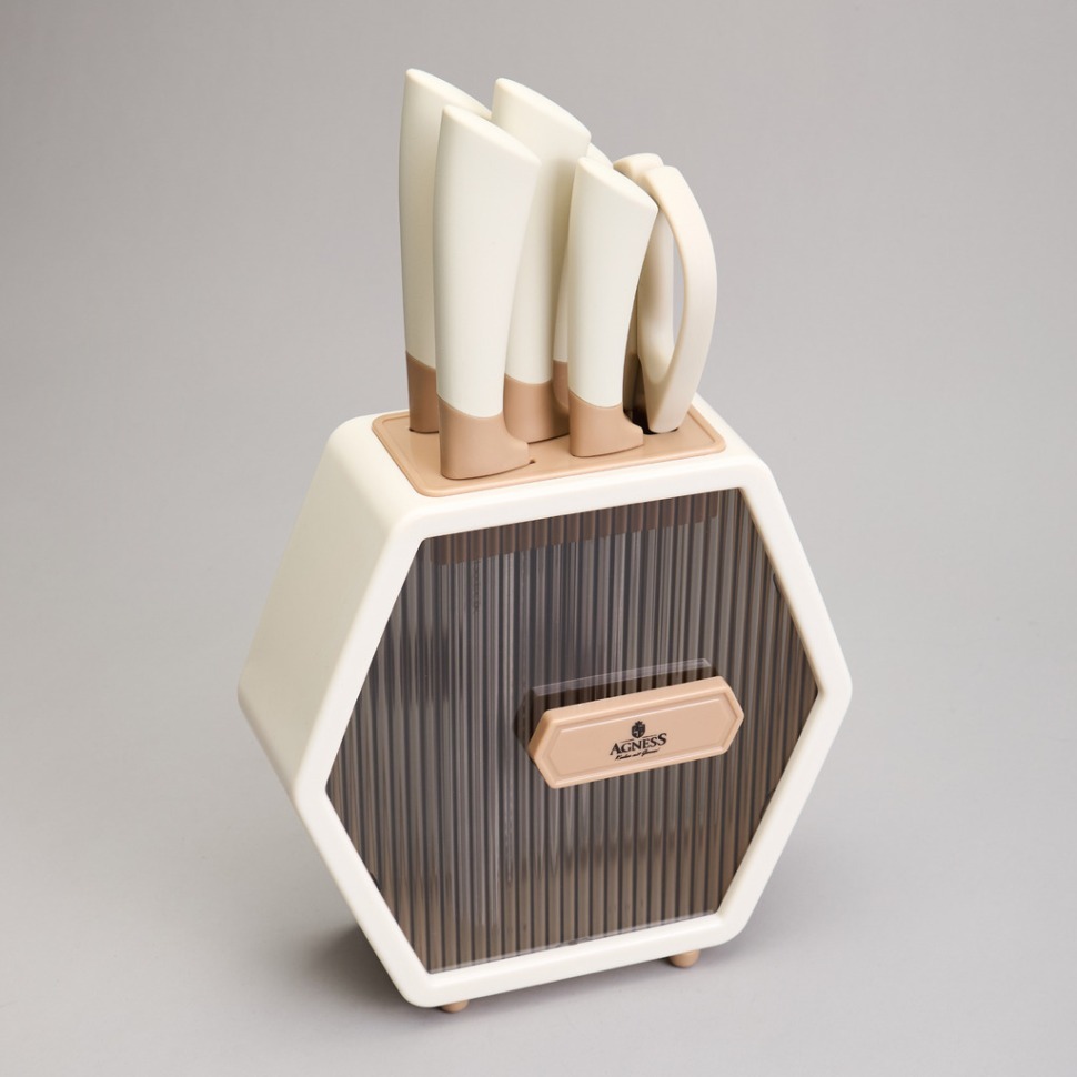 Фото Набор ножей agness  на пластиковой подставке, 7 предметов (911-779)  - интернет-магазин МегаТерем в Москве