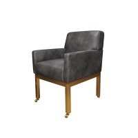 Полукресло C0197-1D/greyB#67, обивка кожа, ножки нержавеющая сталь, grey/matte gold, ROOMERS FURNITURE
