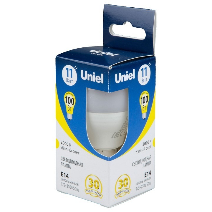 Фото Лампа светодиодная Uniel  E14 11Вт 3000K UL-00006843 UL_UL-00006843 - интернет-магазин МегаТерем в Москве