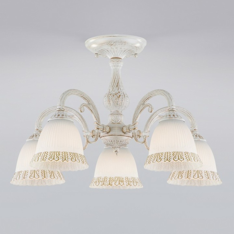 Фото Люстра на штанге Eurosvet Campina 60107/5 белый с золотом EV_a045771 - интернет-магазин МегаТерем в Москве