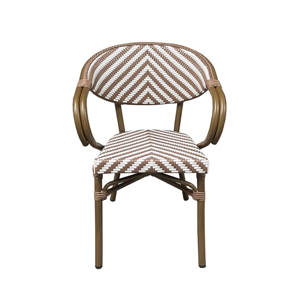 Фото Полукресло E6014-W104/L.BROWN, металл, искусственный ротанг, Natural brown / light brown / white, ROOMERS FURNITURE - интернет-магазин МегаТерем в Москве