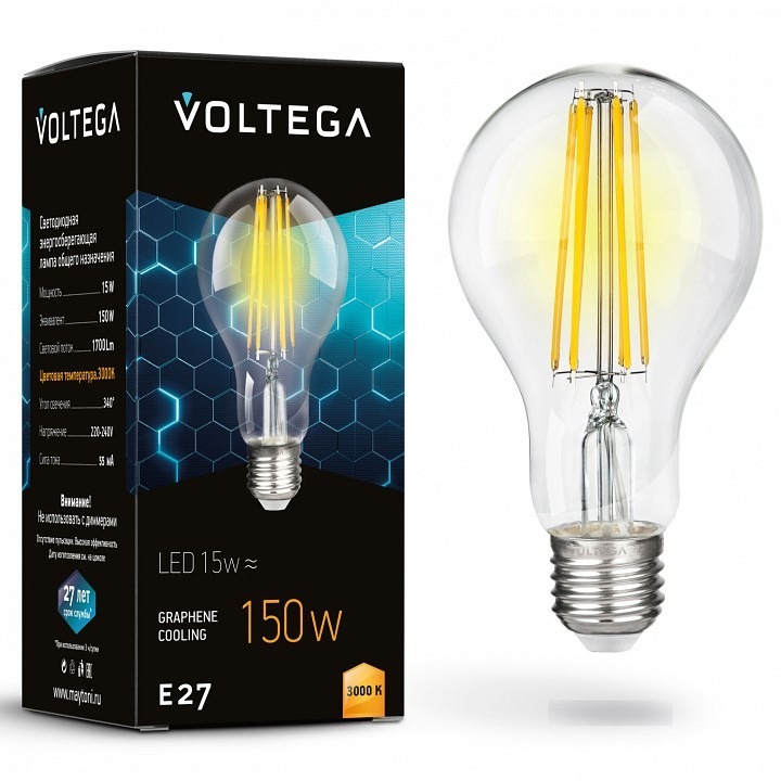 Фото Лампа светодиодная Voltega General purpose bulb E27 12Вт 3000K 7226 VLG_7226 - интернет-магазин МегаТерем в Москве