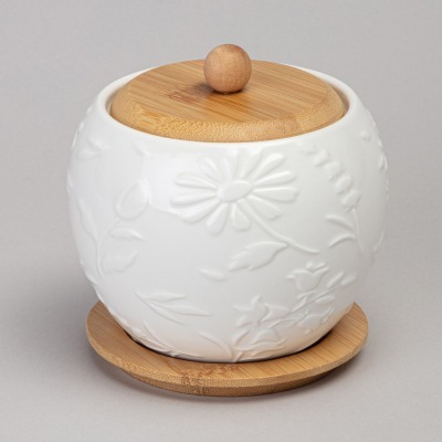 Банка lefard "flowers story" с дерев. крышкой на дер. подставке 12*11 см 550 мл (474-246) 