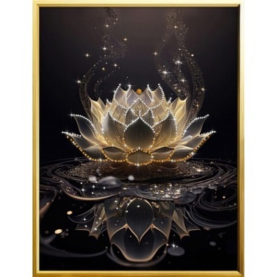 Картина Золотой Лотос с кристаллами Swarovski (3057)
