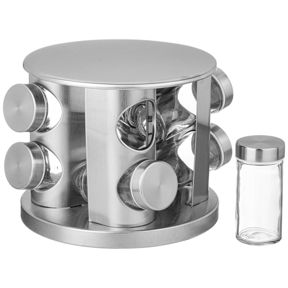 Фото Набор баночек для специй из 8 шт. 90 мл на вращающейся подставке Agness (172-147) - интернет-магазин МегаТерем в Москве