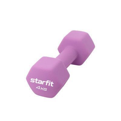 Гантель неопреновая STARFIT DB-201 4 кг, фиолетовый пастель (2103520)