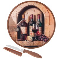 Доска разделочная с ножом диаметр 27,5*1.2 см Agness (895-178)