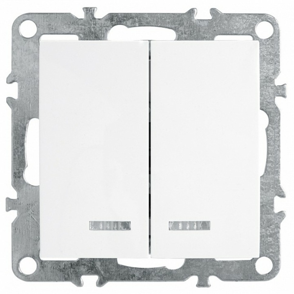 Фото Выключатель двухклавишный с подсветкой без рамки Stekker Эрна 39310 FE_39310 - интернет-магазин МегаТерем в Москве