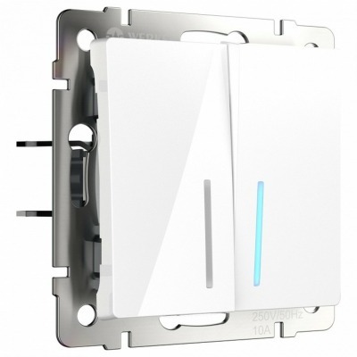 Выключатель двухклавишный с подсветкой без рамки Werkel белый W1120101 WRK_a051114