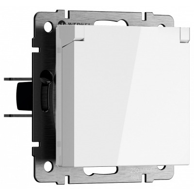 Розетка влагозащищенная с заземлением и со шторкой, без рамки с крышкой Werkel белые W1171201 WRK_a069588