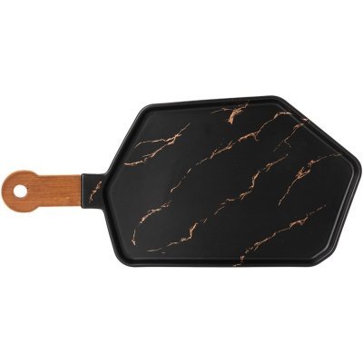 Менажница с деревянной ручкой коллекция "золотой мрамор" цвет:black  40*19 см Lefard (412-201)