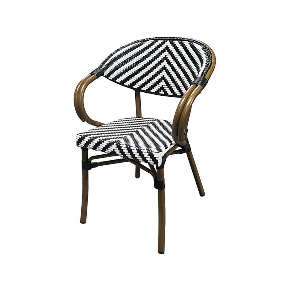 Фото Полукресло E6014-W104/BLACK, металл, искусственный ротанг, Natural brown / black / white, ROOMERS FURNITURE - интернет-магазин МегаТерем в Москве