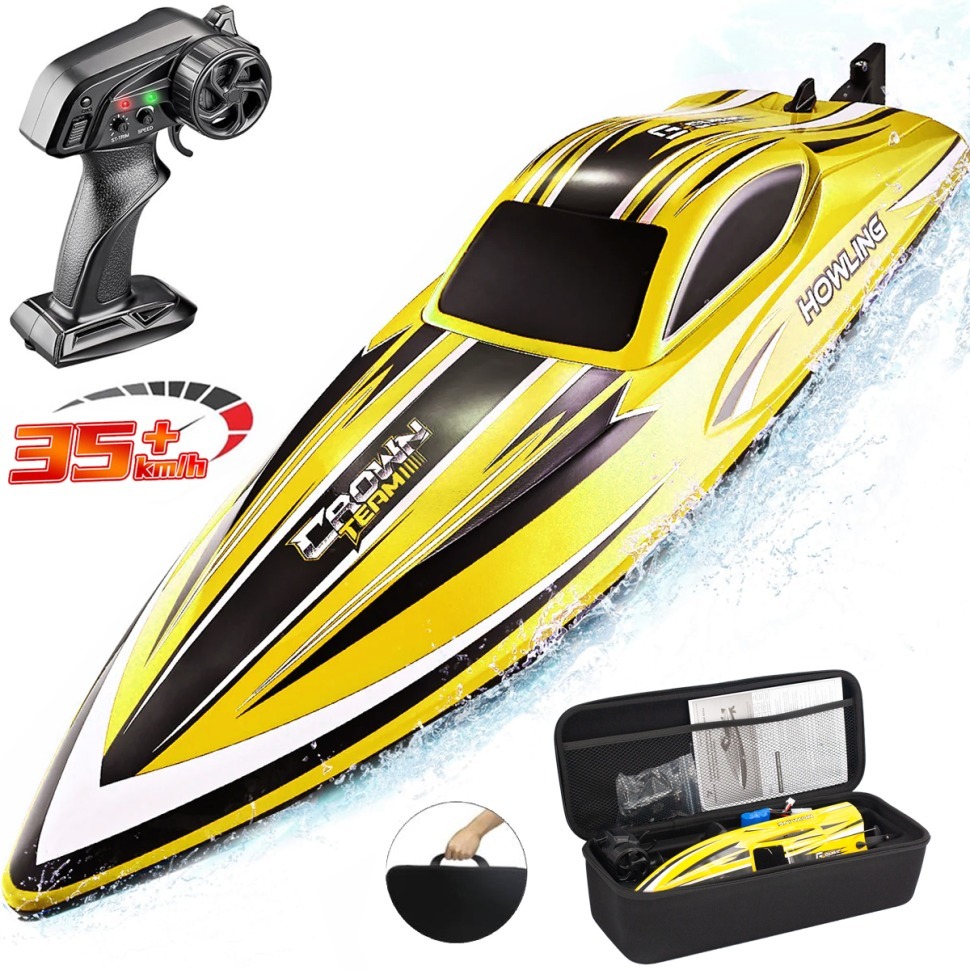 Фото Радиоуправляемый катер Chasing Waves с сумкой (41 см, 35 км/ч) (HJ818-YELLOW-BAG) - интернет-магазин МегаТерем в Москве