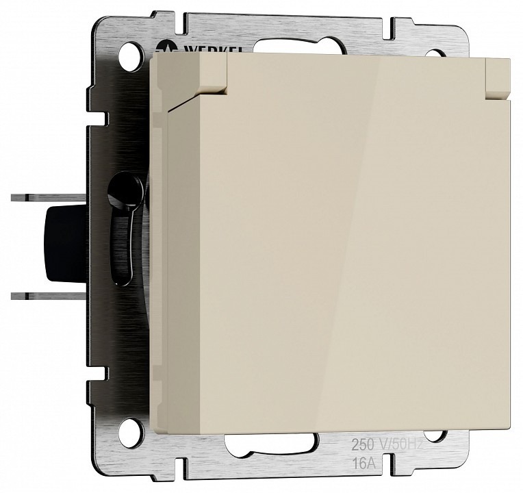 Фото Розетка влагозащищенная с заземлением и со шторкой, без рамки с крышкой Werkel слоновая кость W1171203 WRK_a069595 - интернет-магазин МегаТерем в Москве