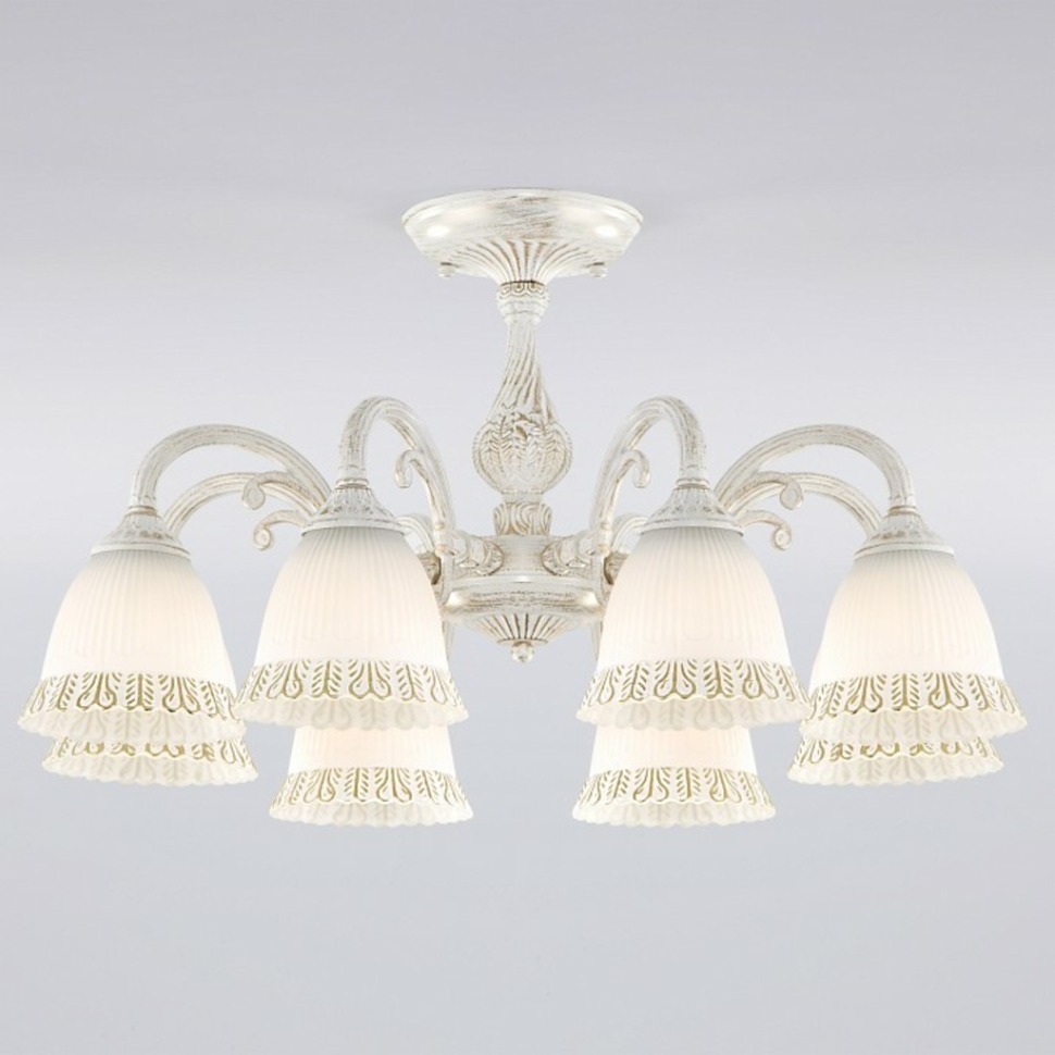 Фото Люстра на штанге Eurosvet Campina 60107/8 белый с золотом EV_a045773 - интернет-магазин МегаТерем в Москве