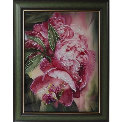 Картина Цветы пионов с кристаллами Swarovski (1486)