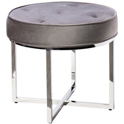 Банкетка серый велюр/хром d50*46см (TT-00007237)