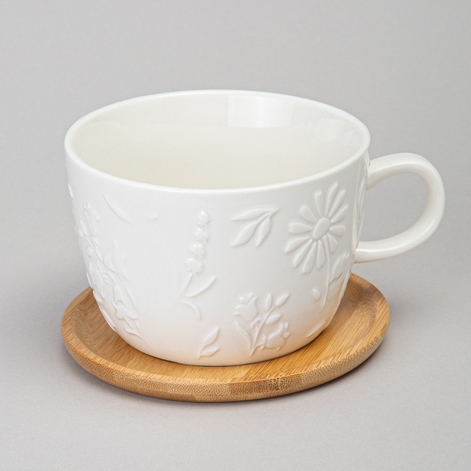 Фото Чайная пара lefard flowers story с дерев. блюдцем 450 мл (474-250)  - интернет-магазин МегаТерем в Москве