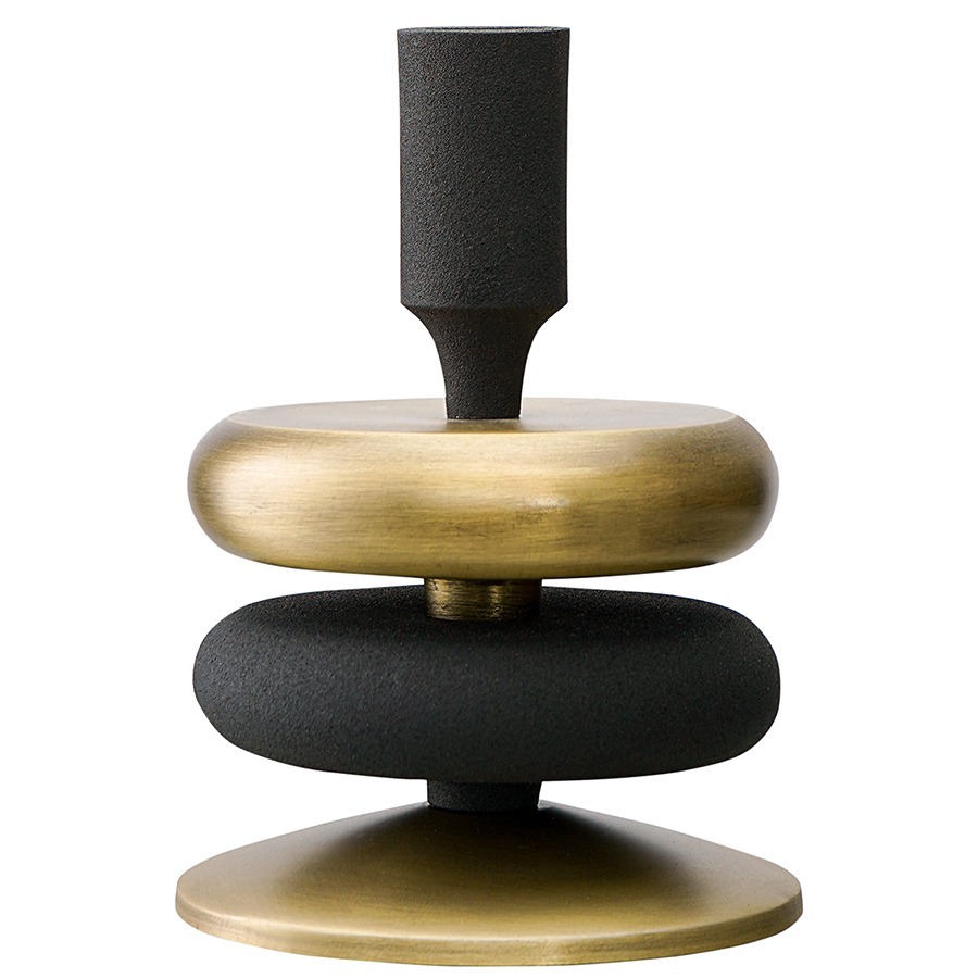 Фото Подсвечник stone, 17 см, черный/античная латунь (76295) - интернет-магазин МегаТерем в Москве