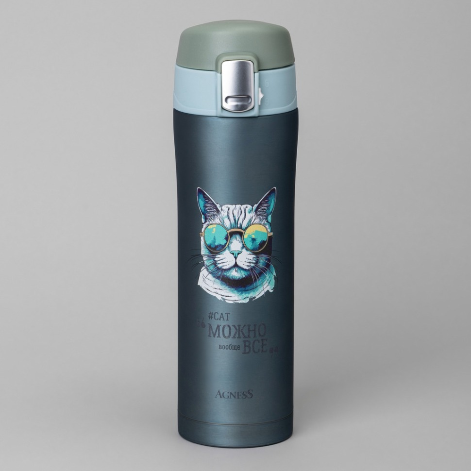 Фото Термокружка cat 420 мл, колба нерж.сталь 18/10 Agness (798-109) - интернет-магазин МегаТерем в Москве