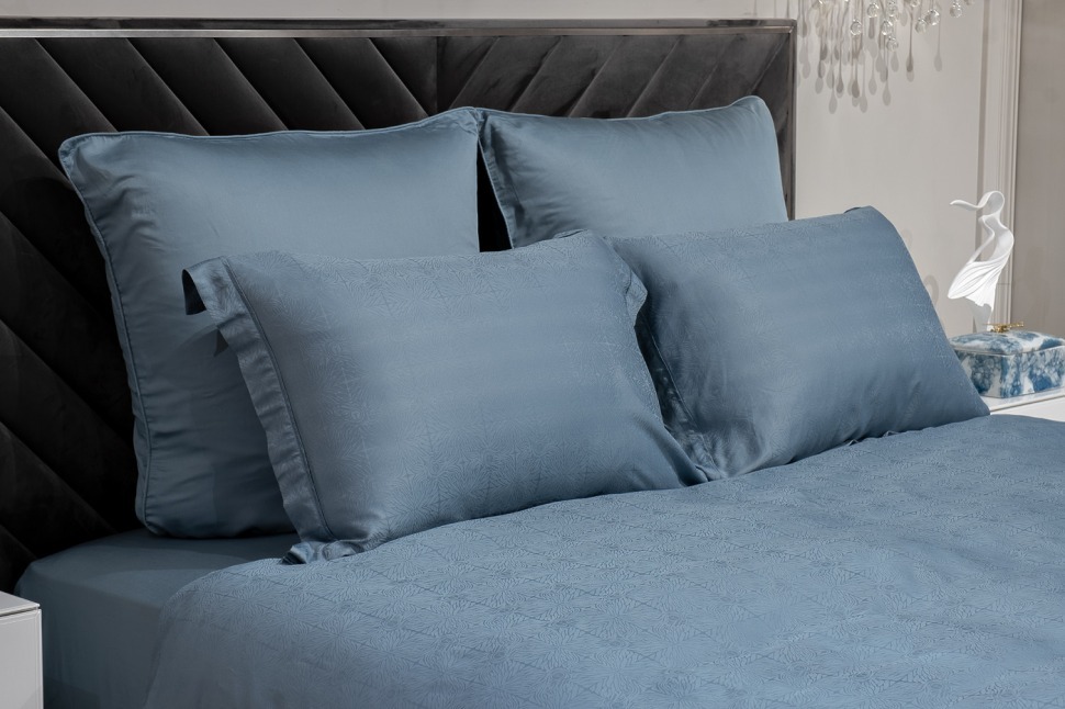 Фото Простыня на резинке бамбук, сине-зеленая 160*200*30 (TT-00014581) - интернет-магазин МегаТерем в Москве