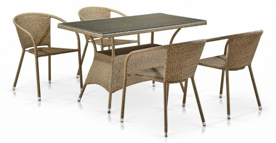 Фото Набор уличный T198D/Y137C-W56 Light Brown (4+1) AFN_T198D-Y137C-W56_Light_Brown_4Pcs - интернет-магазин МегаТерем в Москве