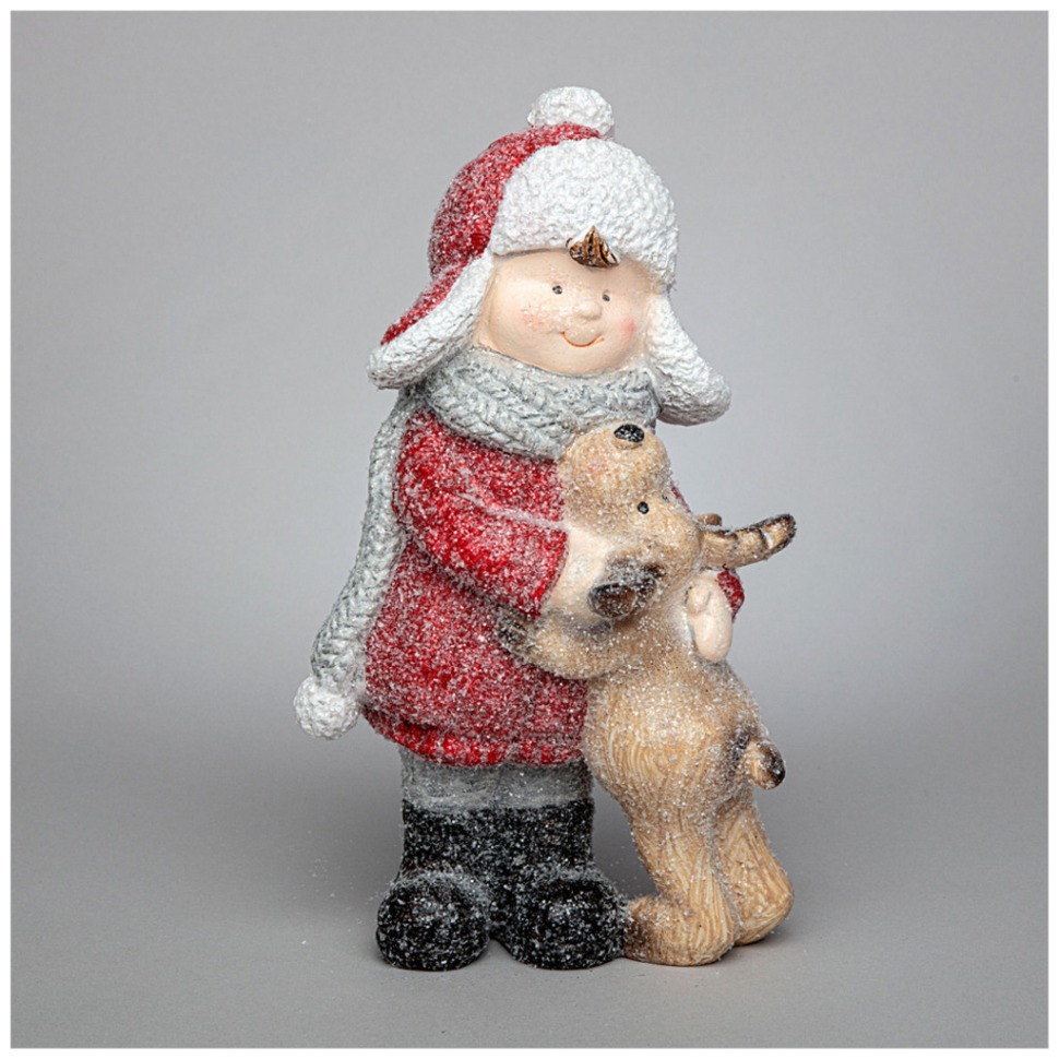 Фото Фигурка мальчик с олененком 13*9*22 см Lefard (248-170) - интернет-магазин МегаТерем в Москве