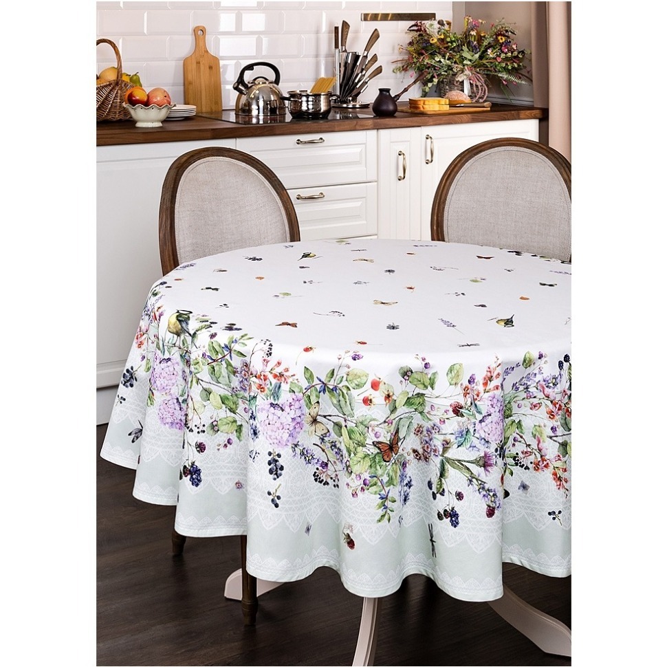 Фото Скатерть круглая  ботаника ,d180, 100% хлопок,твилл c пропиткой Lefard (850-702-24) - интернет-магазин МегаТерем в Москве