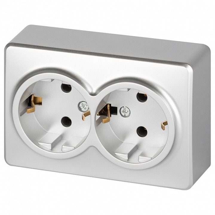 Фото Розетка двойная с заземлением и со шторкой Эра Эра Эксперт 11-2205-03 ER_B0063046 - интернет-магазин МегаТерем в Москве