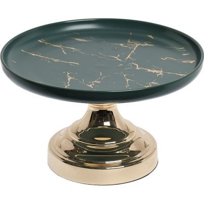 Блюдо декор. зеленое на золотой подставке d25*15см (TT-00005899)