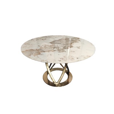 Стол обеденный белый керамика d130*75см (TT-00012672)