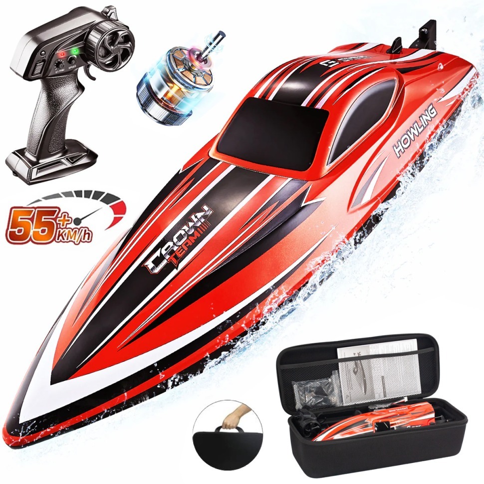 Фото Радиоуправляемый катер Chasing Waves PRO с сумкой (41 см, 55 км/ч, Brushless) (HJ818PRO-RED-BAG) - интернет-магазин МегаТерем в Москве