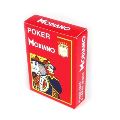 Карты "Modiano Poker" 100% plastic 4 jumbo index red (64298)