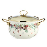 Кастрюля эмалированная agness со стеклянной крышкой серия "celebration", 3.6 л, 22*13 см (943-085) 