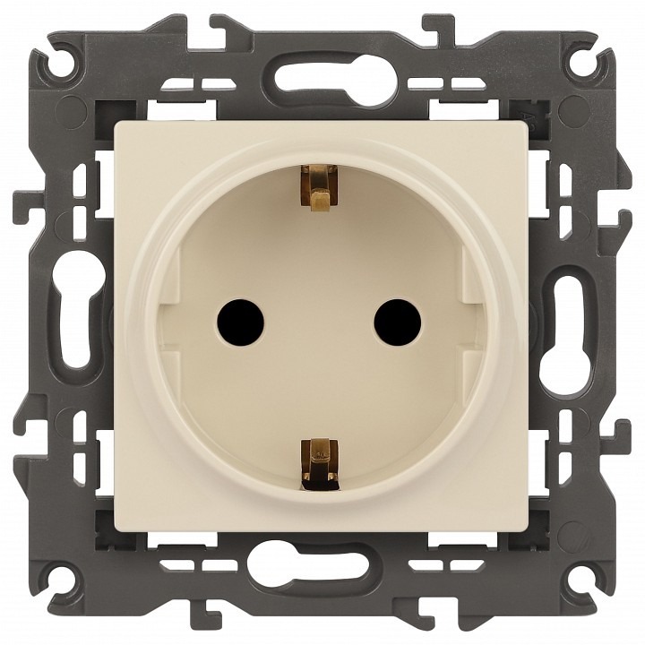 Фото Розетка с заземлением и со шторкой, без рамки Эра Эра Elegance 14-2102-02 ER_B0034273 - интернет-магазин МегаТерем в Москве